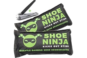 ELLIS HARPER Shoe Deodorizer Inserts - Shoe Odor Eliminator - Activated Charcoal to Absorb Shoe Smell - Pack of 2 Shoe Smell Eliminator with Nail Clippers