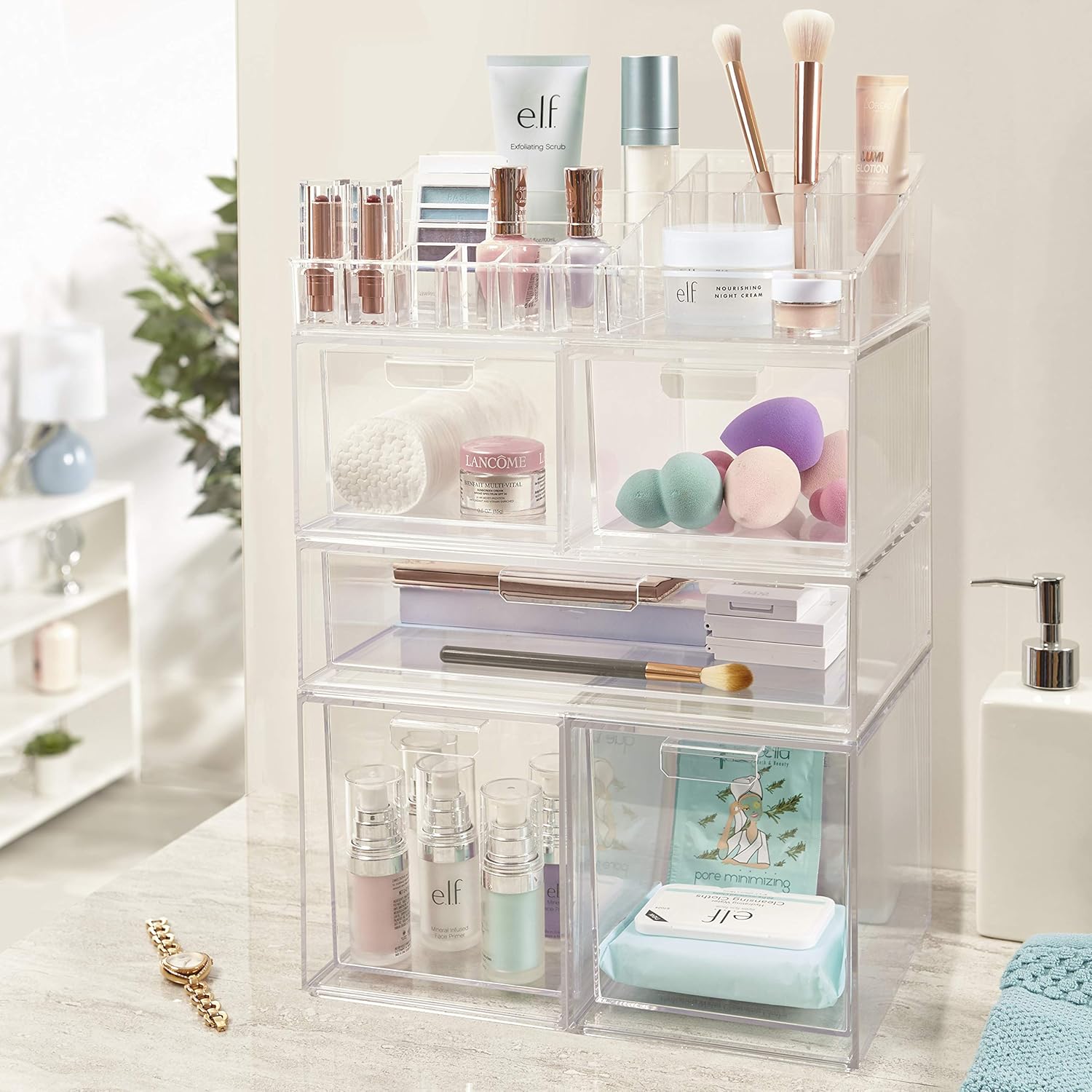 Premium Quality Clear Plastic Cosmetic and Makeup Palette Organizer | Audrey Collection: Home Improvement