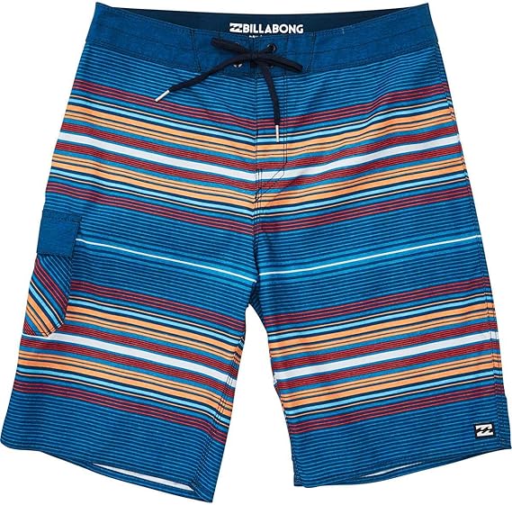 Billabong Bermuda masculina clássica lisa, All Day Orange Stripe Navy