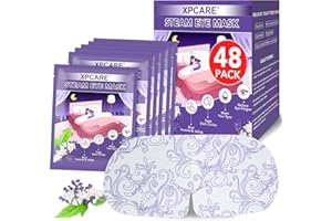 XPCARE 48 Pack Steam Eye Masks for Dry Eyes, Self Heated Steam Warm Eye Mask, Disposable Heated Eye Mask for Dark Circles, Puffy Eyes, Relief Stress Eye Fatigue（Lavender）