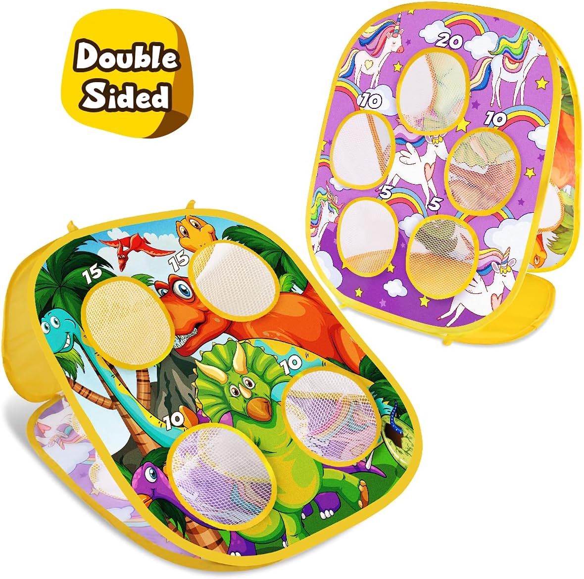 Duckura Bean Bag Toss Game for Kids,Outdoor Summer Beach Toys for Toddler-Collapsible Cornhole Game Set, Dinosaur & Unicorn Themes, Indoor Birthday Party Gift Toys for Kids Age 3 4 5 6+ and Adults: Toys & Games