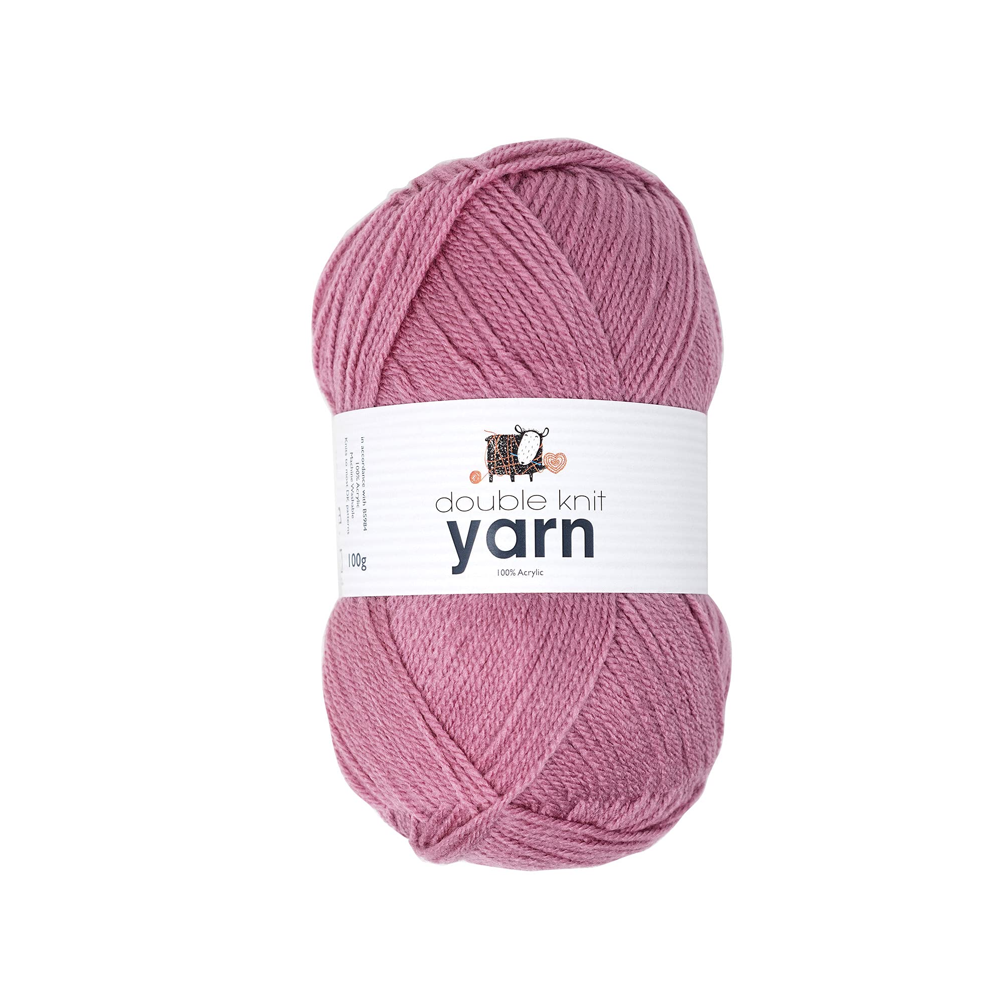 Korbond DK Dusky Pink Yarn - 100g Acrylic Wool - Lightweight, Hypoallergenic & Durable Double Knit Crochet Yarn Knitting Wool (290m Total) — image 1