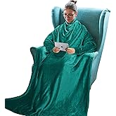 Tirrinia Wearable Blanket Adult, Sunggle Blanket With Sleeves, Reading Full Blanket, Cozy TV Blanket, Gift Idea for Women Men Mom, Green