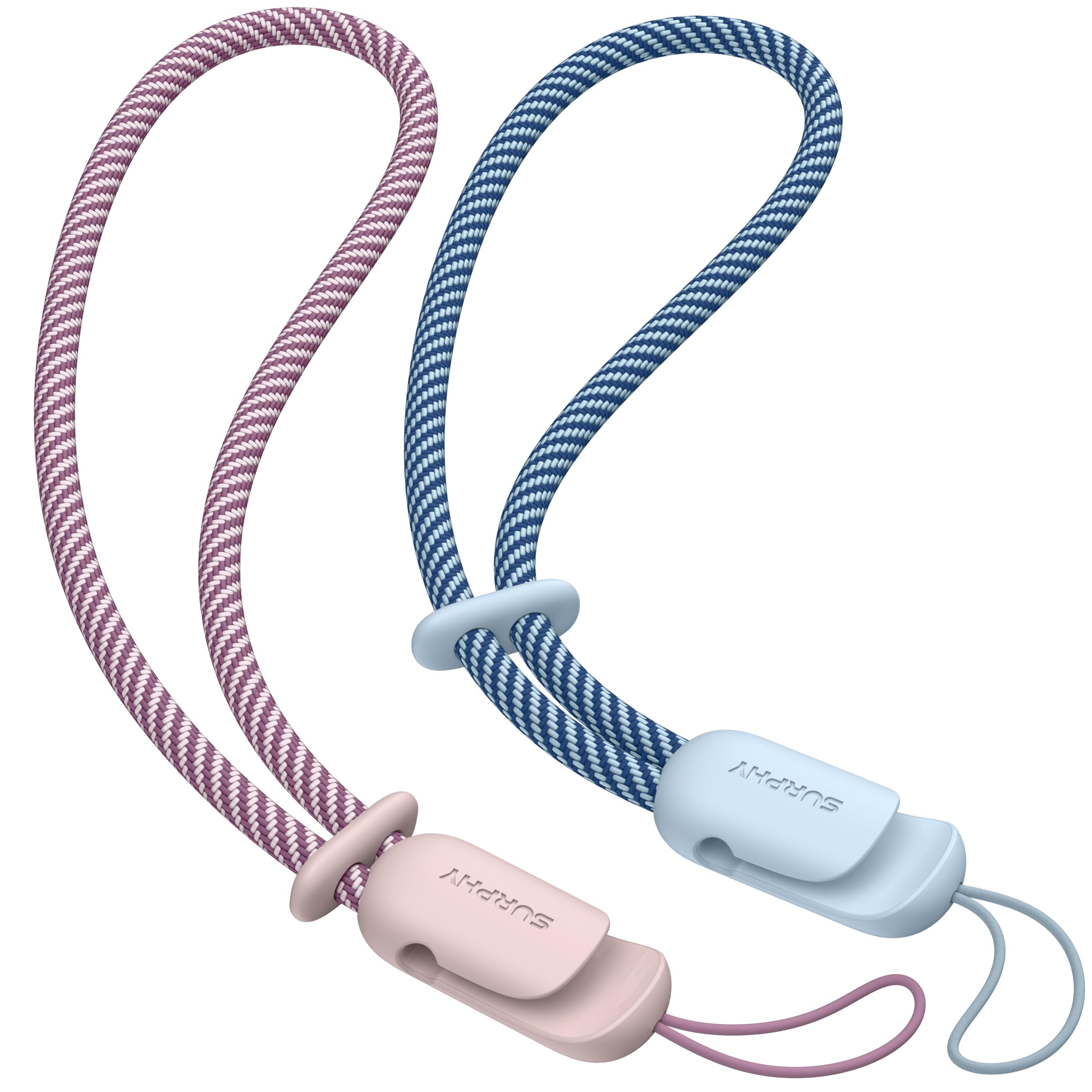 SURPHY Wrist Strap Lanyard for Phone, 2 Pack Adjustable Combination Strap Compatible with Phone, Purse, Keychain and more, Pink & Cloud Blue