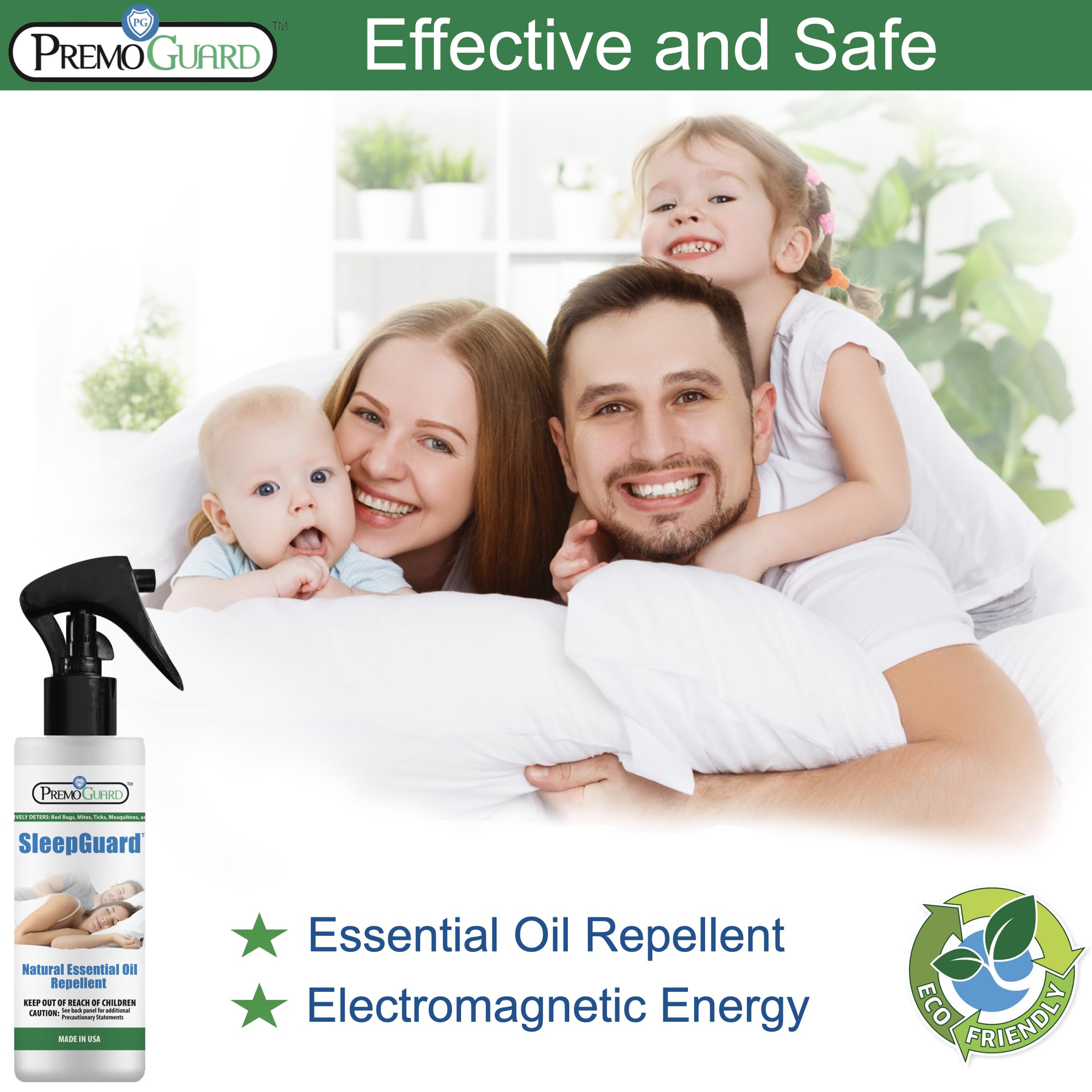 Sleep Guard by Premo Guard 8 oz – Bed Bug, Mite, Tick, Mosquito, and Insect Repellant Spray – DEET Free Natural Essential Oils – 100% Effective – Best Protection for Restful Sleep – Pet & Family Safe