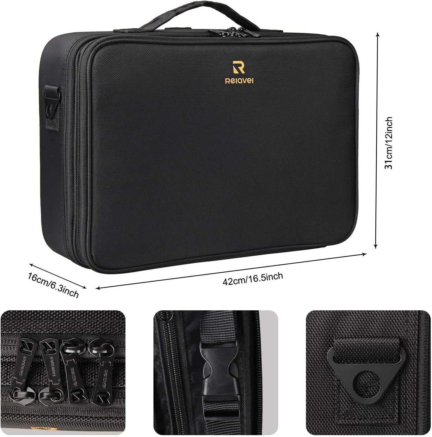 MONSTINA Large Capacity Makeup Case 3 Layers Cosmetic Organizer Brush Bag Makeup Train Case Makeup Artist Box for Hair Curler Hair Straightener Brush Set and Cosmetics : Beauty