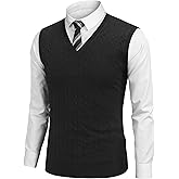 COOFANDY Men's Sweater Vest Cable Knitted V Neck Slim Fit Sleeveless Pullover Sweater