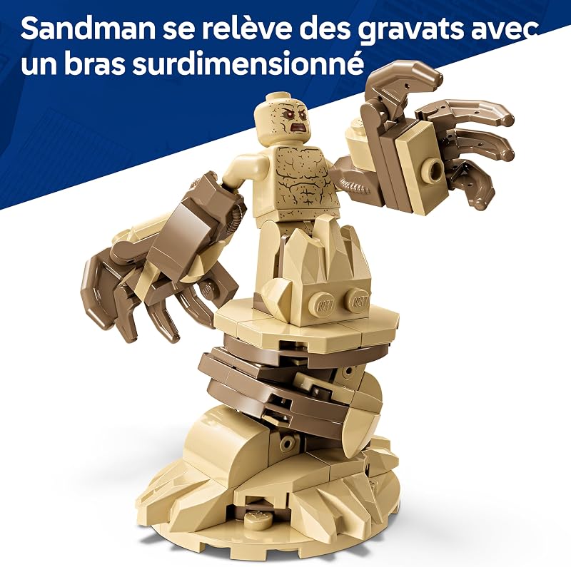 ǀ Marvel Le Combat Légendaire Entre Spider-Man et Sandman - Jouet de Super-Héros avec 3 Minifigurines Dont Venom - Chantier de Construction - Cadeau pour Garçon & Fans du Film dès 9 Ans 76334