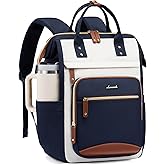LOVEVOOK Laptop Backpack for Women Work Bag with Large Capacity Cup Side Pocket, 15.6 Inch Waterproof Computer Backpacks (Dark-blue, 15.6INCH)