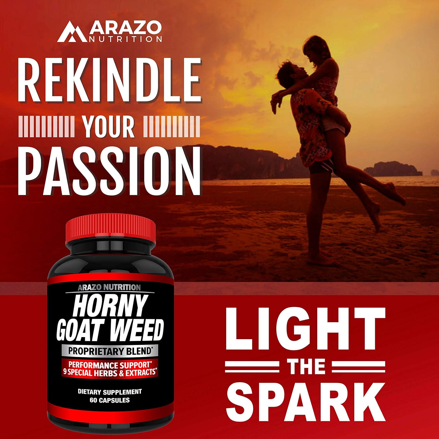 Premium Horny Goat Weed Extract with Maca Root, Ginseng, Muira Puama and L-Arginine - for Men and Women – 100% Pure Herbal Nutritional Supplement - Arazo USA: Health & Personal Care