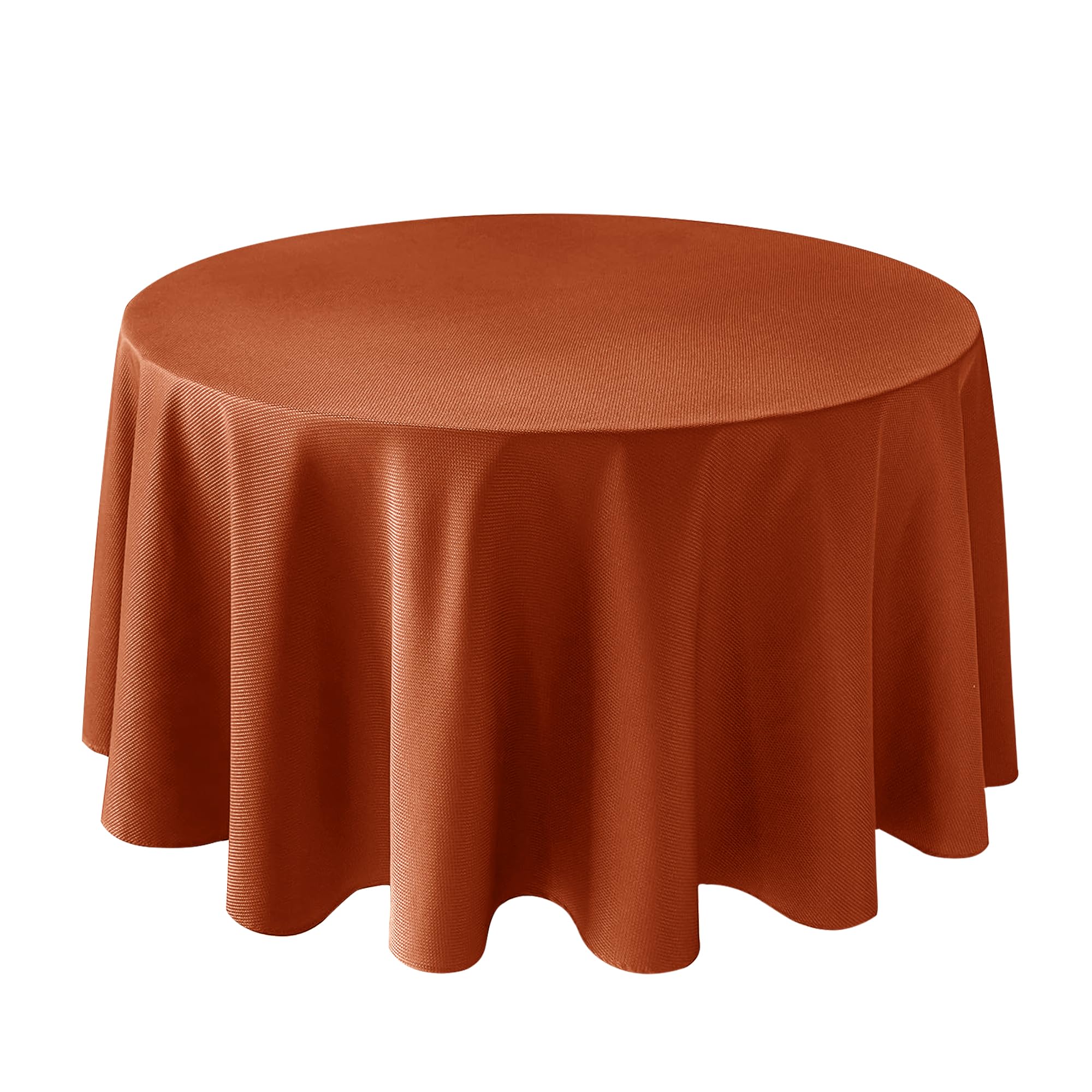 Photo 1 of Biscaynebay Fall Tablecloth Textured Fabric Round Tablecloths 90", Rust Thanksgiving Autumn Harvest Water Resistant Fabric Tablecloths for Kitchen, Dining, Wedding, Parties Machine Washable