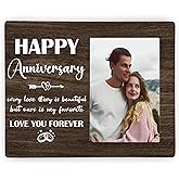 Happy Anniversary Picture Frame, Wedding Anniversary Wooden Photo Frame Gifts for Couple, 4x6 inch Photo
