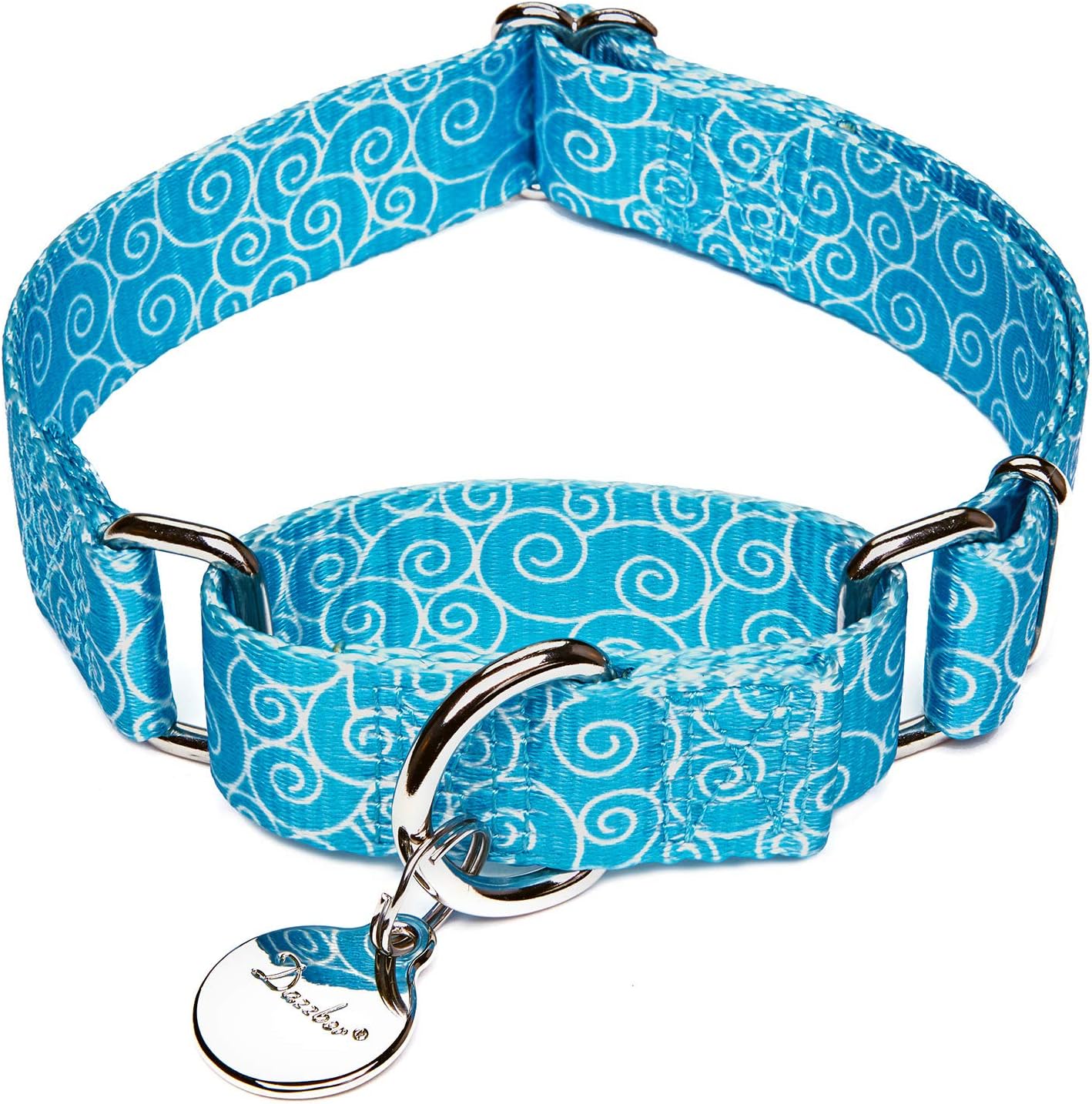 Dazzber Half Check Dog Collar, Sky Blue, Large 42cm66cm, Anti Pull Dog