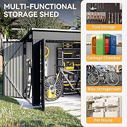 Aoxun 4' x 8' Shed Outdoor Storage Shed with Triple
