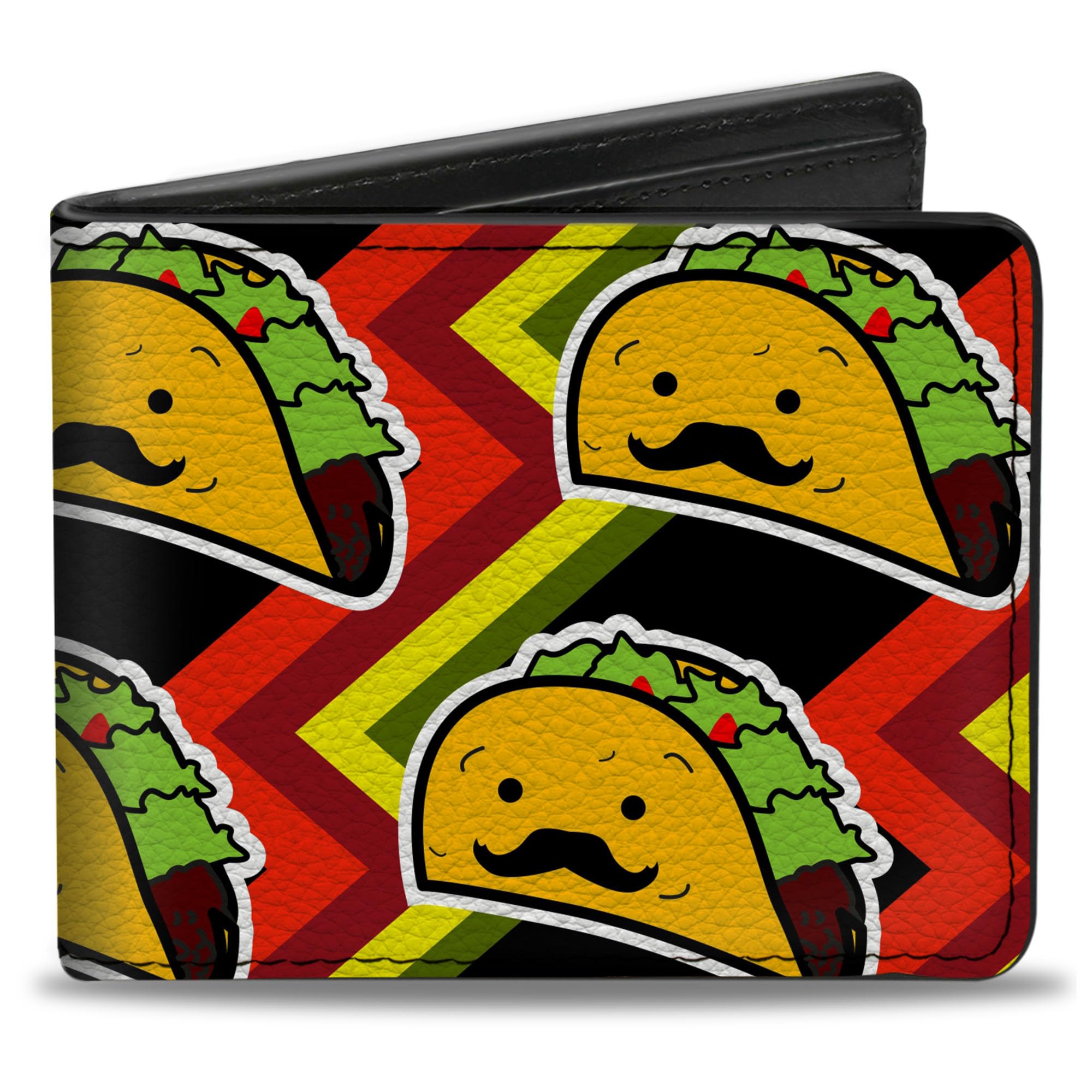 Buckle-Down Wallet, Bifold, Taco Man, Vegan Leather, Multicolor, 4.0" x 3.5"