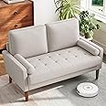 Vesgantti Loveseat Sofa, 48" Small Couches for Small Spaces, Love Seat for Living Room, Bedroom, Easy Assembly Mid Century Modern Couch with Throw Pillow for Apartment, Ashbeige