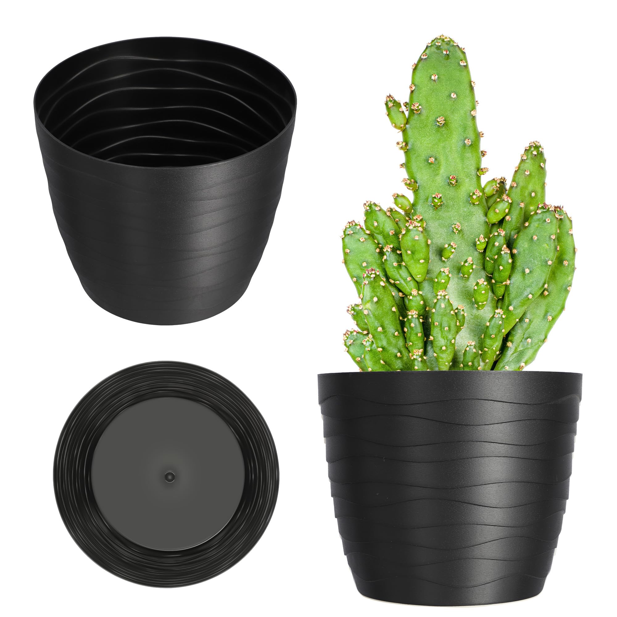 KADAX Plant Pot, Lightweight Planter with Elegant Design for Living Room, Indoor Flower Pot for Houseplants, Succulents, Herbs (⌀ 19 cm, Black)