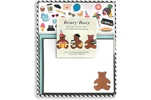 MRS.GROSSMANS Mrs. Grossman's Design Your Own Sticker Notecards Card Making Kit - includes 8 Cards, Envelopes, and Classic Stickers - Create DIY Thank You, Birthday, Greeting Cards (Beary Busy)
