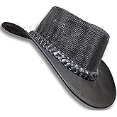 Oztrala Buffalo Leather Hat Australian Outback Western Cowboy Mesh Mens Womens Kids Jacaru Black Brown Tan HLBS HLBB