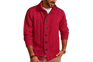 PJ PAUL JONES Men's Cardigan Sweaters Stand Collar Long Sleeve Cable Knit Button Down Sweater