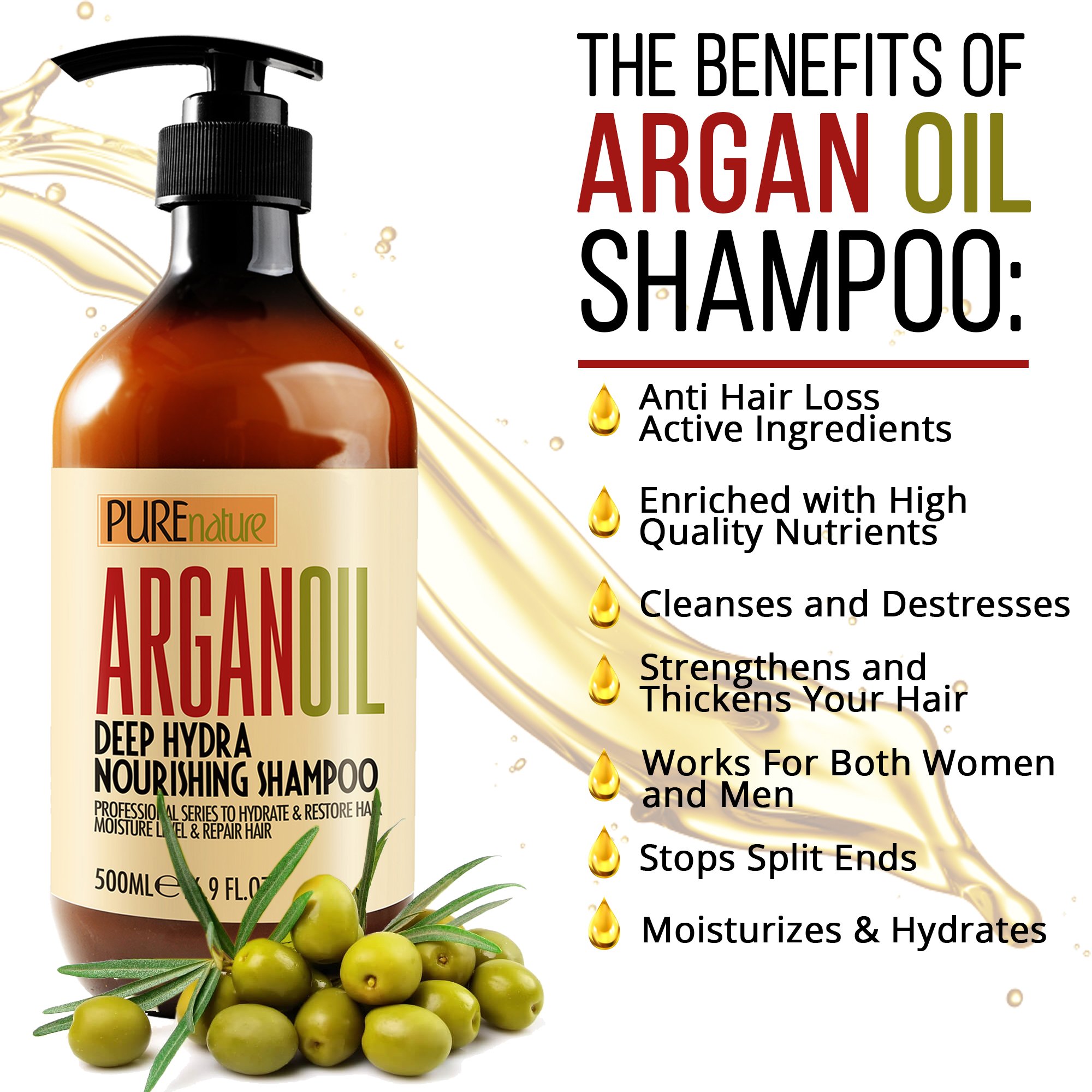 Moroccan Argan Oil Shampoo No SLS No Sulfate, Organic for ...