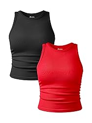 OQQ Women's 2 Piece Tank Tops Crew Neck Sleeveless