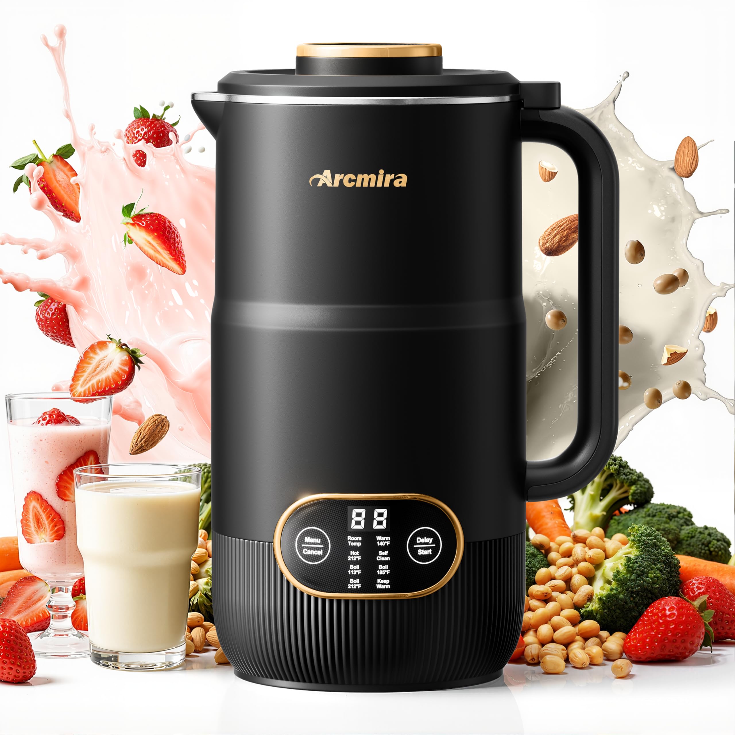 Photo 1 of 8 in 1 Nut Milk Maker, 8 Blade 35oz Homemade Almond, Oat, Coconut, Soy, Plant Based Milks and Non Dairy Beverages, Soy Milk Maker Machine with Delay Start/Keep Warm/Self-Cleaning/Boil Water