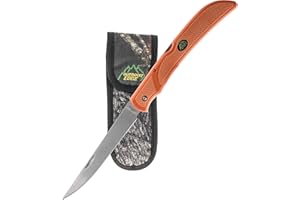 OUTDOOR EDGE Fish & Bone - Folding Fillet Knife with 5.0" 440A Stainless Steel Blade for Fish and Processing Big Game - Pocket Clip