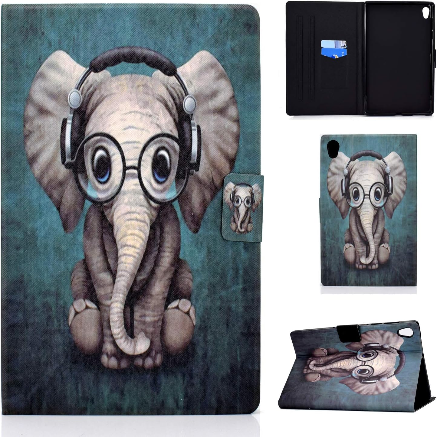 AsWant Lenovo Tab M10 HD 2 Gen Case PU Leather Folio Flip Wallet Cover Magentic Closure Tablet Case with Card Slot for Lenovo Tab M10 HD 2 Generation 10.1 Inch TB-X306X/TB-X306F Elephant Baby