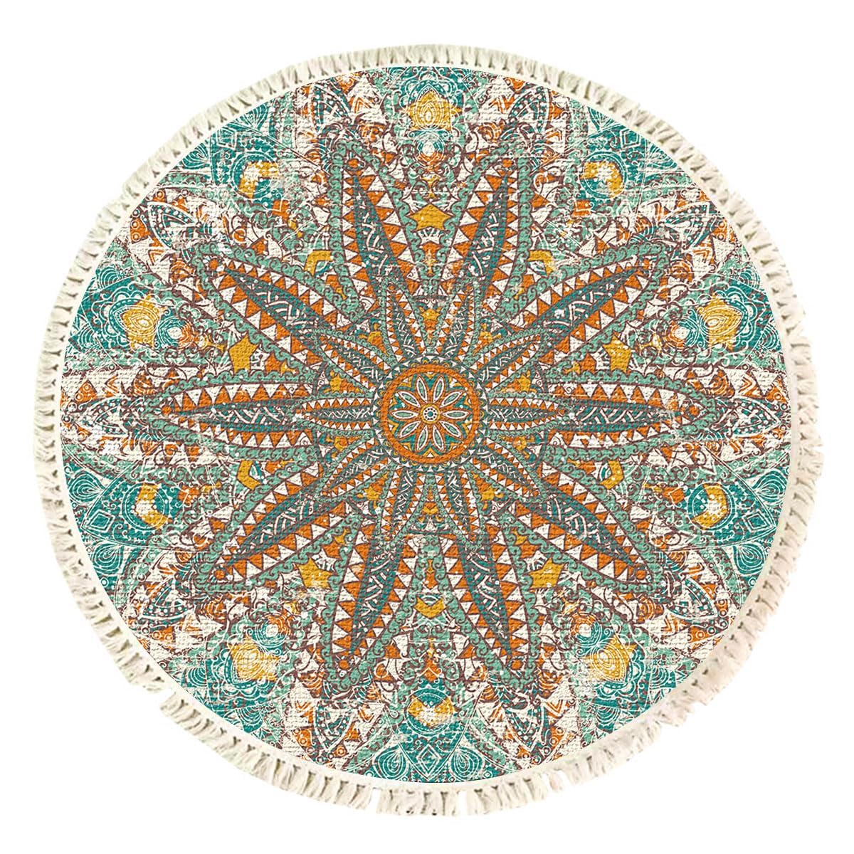 Terafeels Small Rugs Round Area Rugs for Living Room 60 cm Soft Boho Starfish Pattern Carpet Rug Non Slip Machine Washine Bedside Floor Rug for Bedroom Entryway Laundry Bathroom Kitchen 60x60, 307060