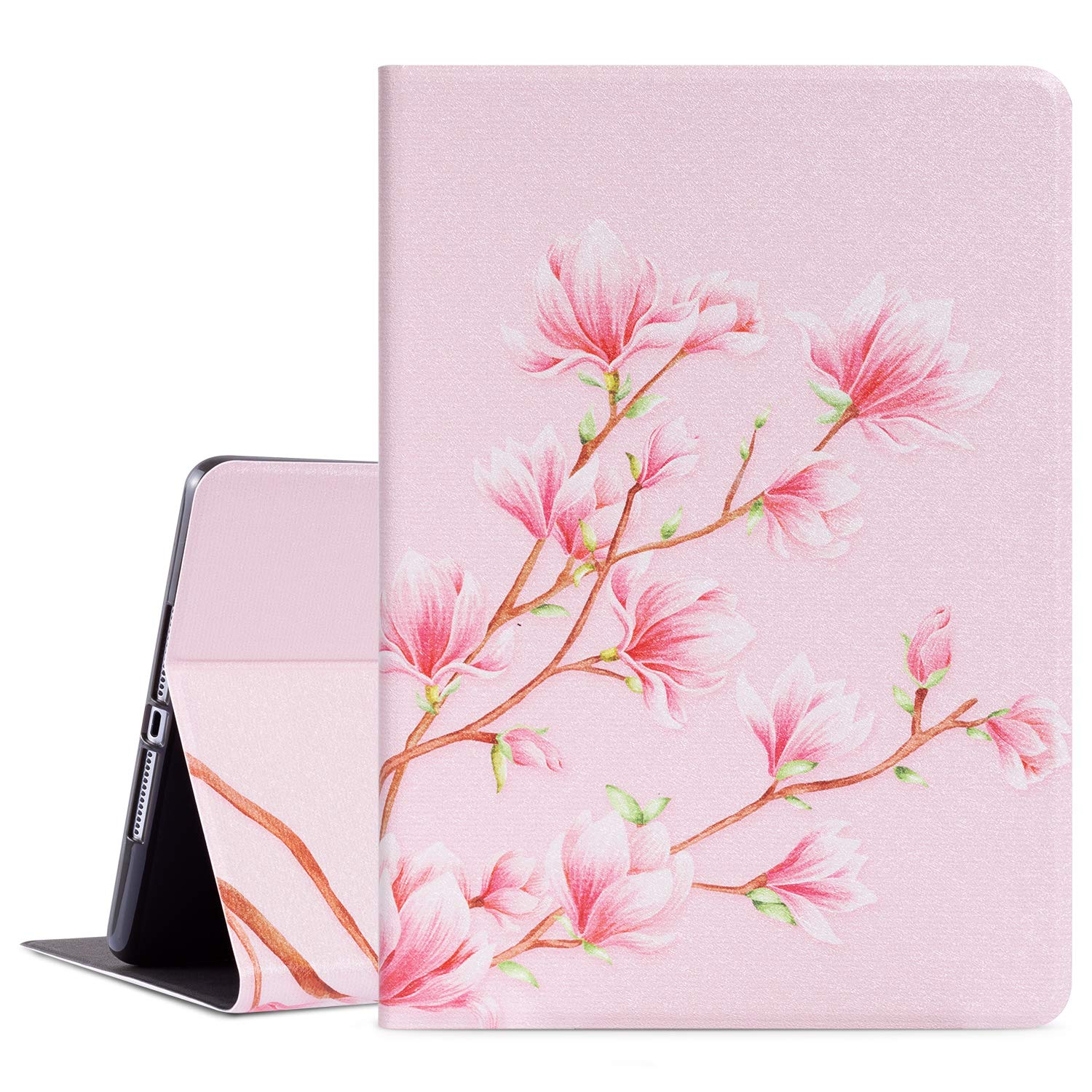 Vimorco Case for iPad 5th/6th Generation 9.7 Inch 2017/2018, for iPad Air 1/2 Case, Slim Shockproof PU Leather Adjustable Stand Cover for iPad 5/6 Gen, Cherry Blossoms