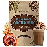Mushroom Hot Cocoa Mix, 10 Mushrooms, MCT and Cocoa Powder with L-Theanine, Mushroom Coffee Alternatives for Sleep, 8.5 Oz