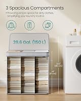 SONGMICS Bamboo Laundry Hamper with Lid 150 L Removable Liner Dove Grey view 4