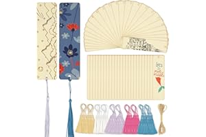 SWATOM Wood Bookmarks Blank DIY Wooden Bookmark Craft Bulk 50 PCS Unfinished Wood Tags Rectangle Shape Ornaments with Holes and Tassels for Wedding Party Birthday Decoration