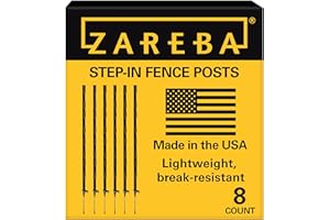 Zareba A-48B 4-Foot Step-in Electric Fence Posts - 8 Pack for Electric Fence System - Sturdy & Easy Installation, Black
