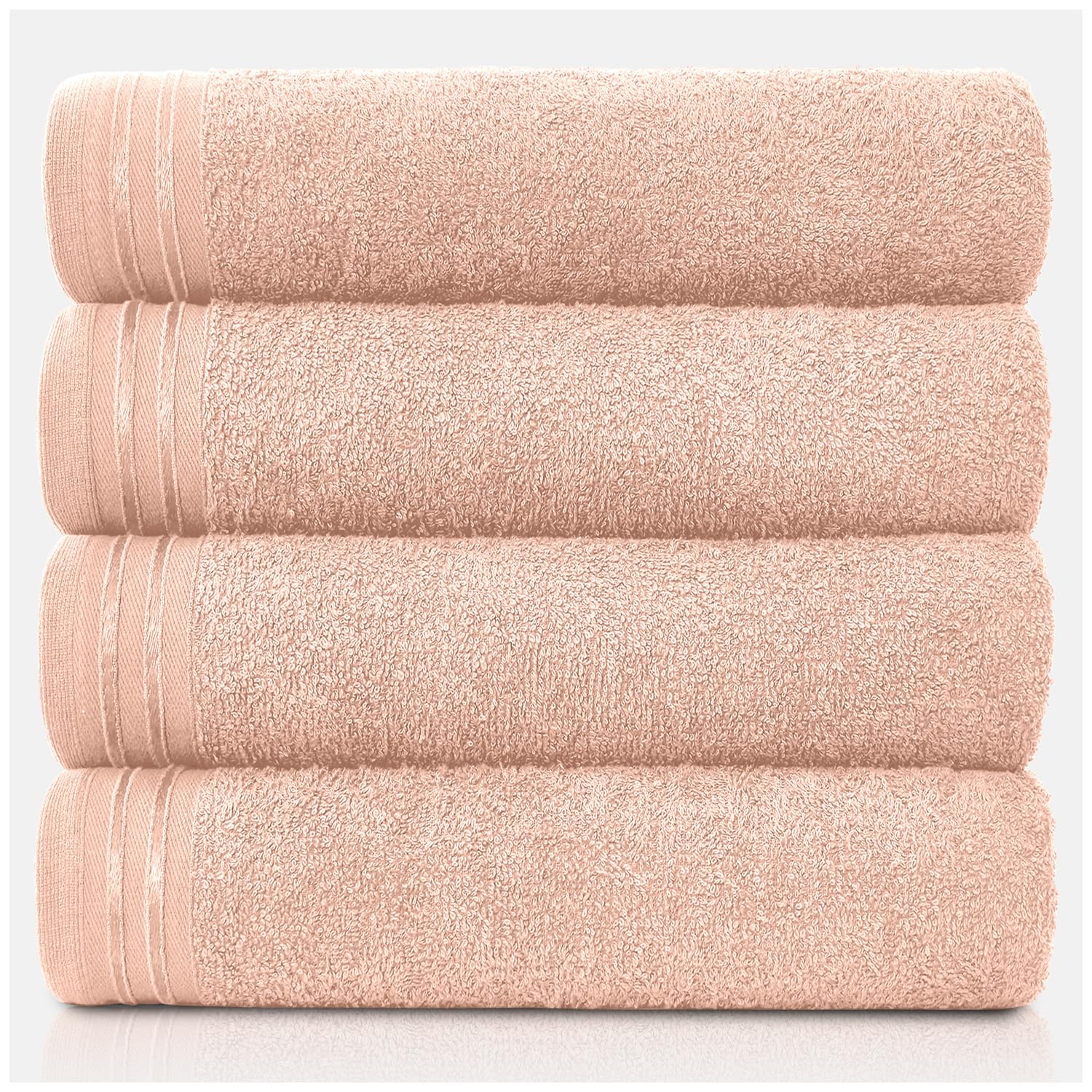 GC GAVENO CAVAILIA Large Towels Bath Sheet - Highly Absorbent Egyptian Cotton Towel Set - 4 Pack Extra Soft Large Bath Towel Peach - Quick Dry Bath Sheets - 450 GSM Washable Towels, 75X135 Cm
