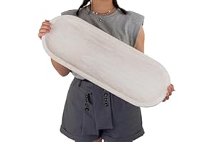 Hanobe Decorative Bowl Large Wooden: 25.5" Extra Long Wood Dough Bowls for Entry Way Table - Farmhouse Coffee Table Decor - Rustic Dining Table Centerpiece Decor, White