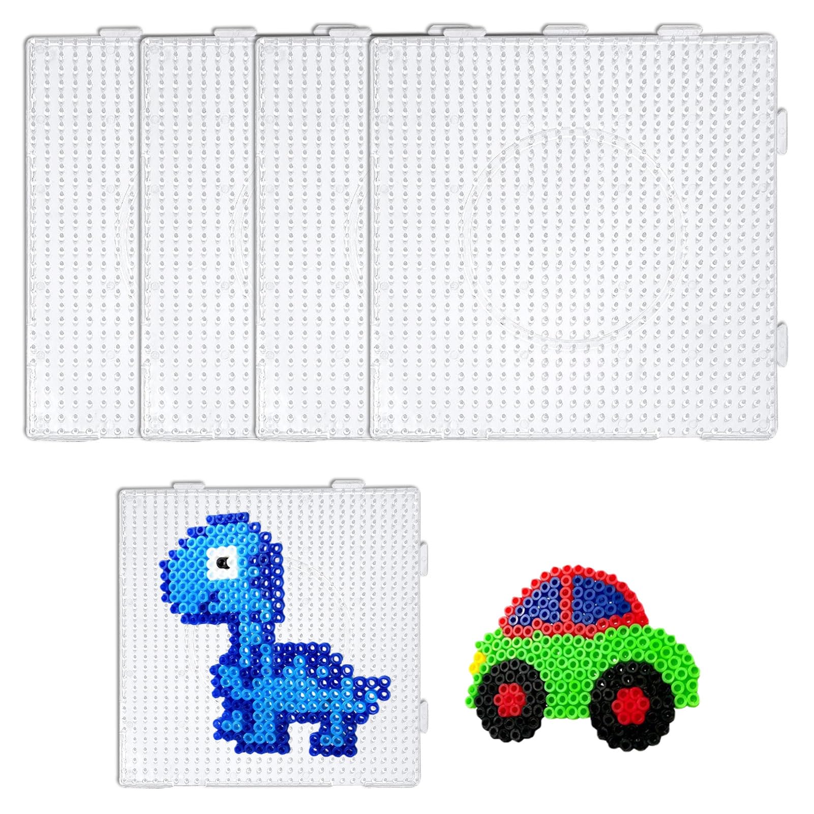 4PCS Hama Fuse Beads Boards, Transparent Plastic Pegboards, 5mm for Children DIY Handmade Products