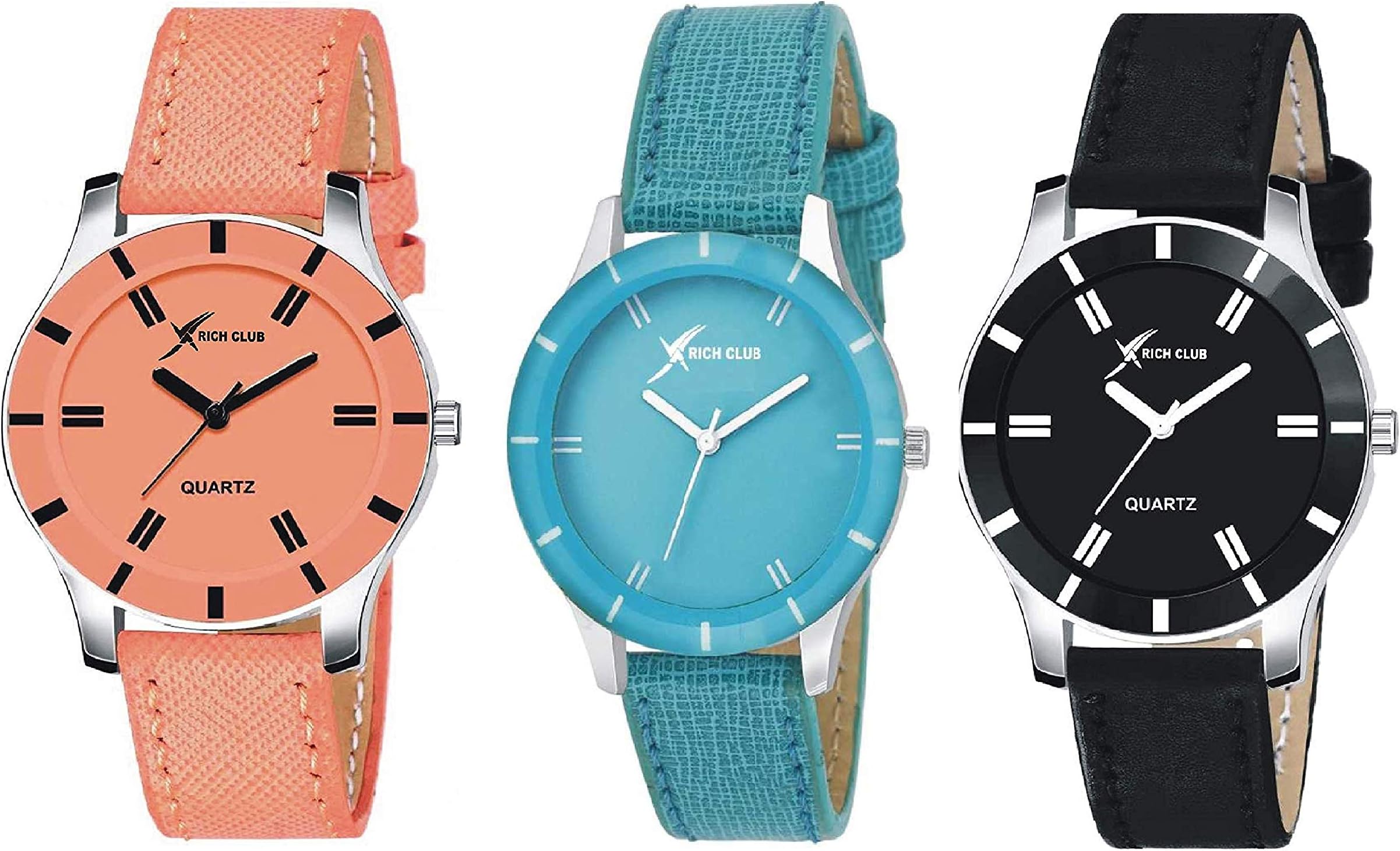 Rich Club Analogue Men's & Women's Watch (Multicolour Dial Multicolour Strap) (Pack of 3)