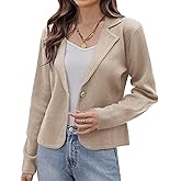 GRACE KARIN Women Sweater Blazer Casual Work Croppped Cardigan Lightweight Button Front Short Knit Blazer Jacket S-XXL