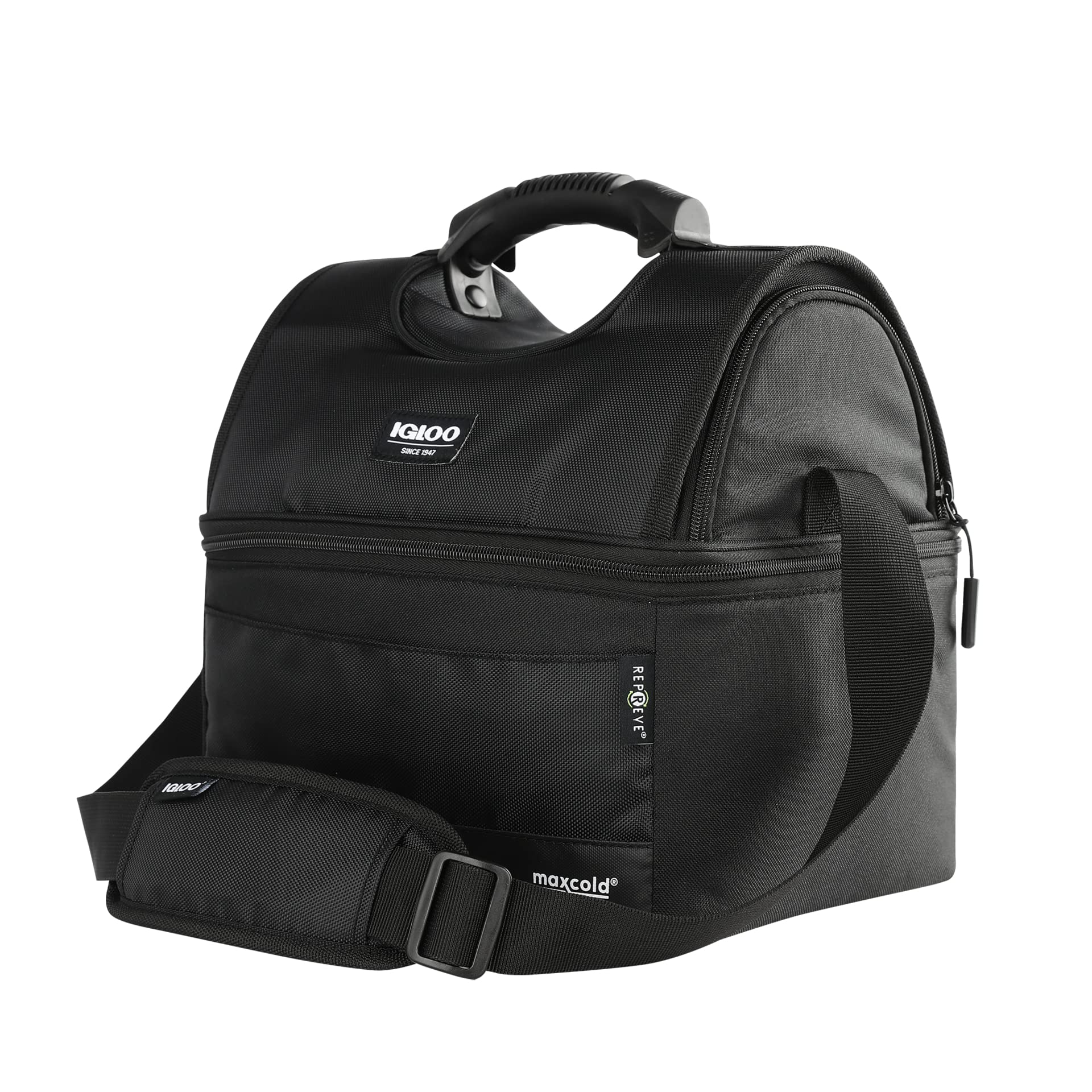 Igloo Soft Cooler Gripper Evergreen Eco Lunch Bag, 16-Can Dual Compartment Lunch Cooler, Insulated Lunch Box, Soft Sided Cooler Bag