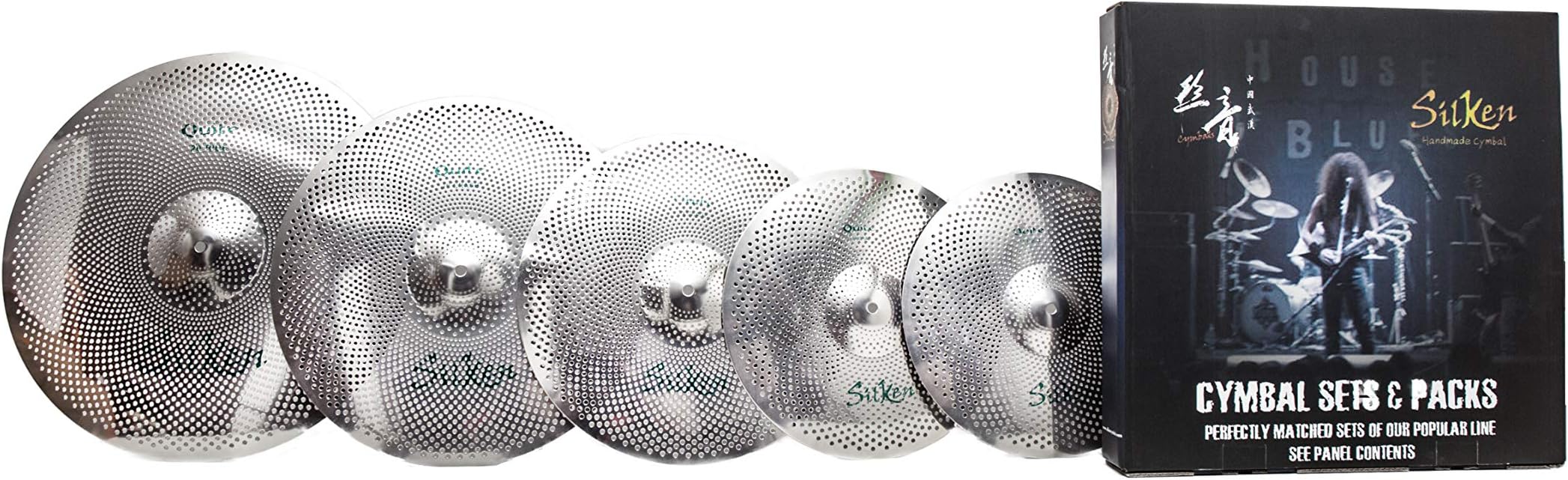 Silken Cymbals - Quite Cymbal Pack (14" Hi Hats /16" Crash /18" Crash /20" Ride) 5 Piece Low Volume Cymbals