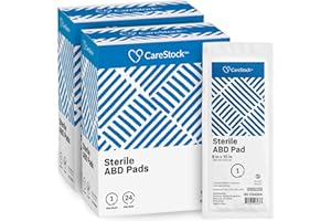 CareStock Abdominal Pads 8x10 in [48-Pack] Sterile ABD Pads, Extra Absorbent, Individually Wrapped, Wound Care First Aid, 24 Count, Pack of 2