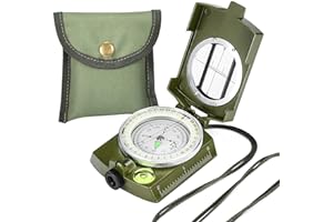 FAROPS Military Lensatic Sighting Compass Survival with Carrying Bag, Compass for Hiking,Waterproof and Shakeproof, Army Green