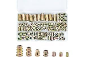 PGMJ 130 Pcs 7 Size M4/M5/M6/M8/M10 Nut Inserts - Zinc Alloy Screw Inserts Assortment Threaded Inserts for Wood, Hex Socket Drive Metric Bolt Fastener Connector for Wood Furniture Screw-in Nut