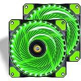 Conisy Silent Series 120mm Case Fan for Computer Case, LED PC Case Fan with 4pin Molex & 3pin Motherboard Connector - Green (