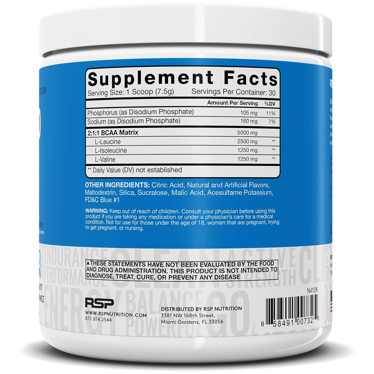 RSP BCAA 5000 (30 Serv), Premium BCAA Capsules for Post Workout Muscle