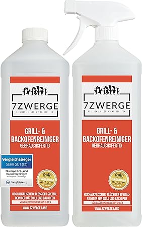 7Zwerge I Backofen und Grillreiniger mit Sprühkopf 2 x 1000mI I Vergleichssieger 2018 in Ofenreiniger I selbsttätiger Reinige