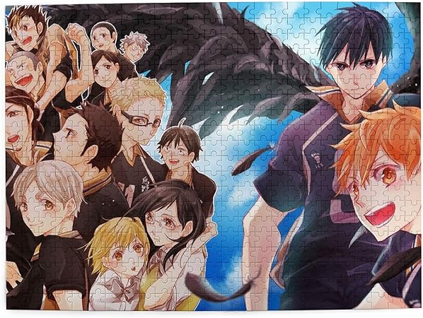 Amazon ハイキュー パズル 木製ジグソー 烏野高校 日向翔陽 月島蛍 西谷夕 音駒高校 梟谷 キャラクター 横印刷パズル アニメ萌えグッズ 娯楽 部屋飾り物 子供 学生 プレゼント 500ピース 木製パズル おもちゃ