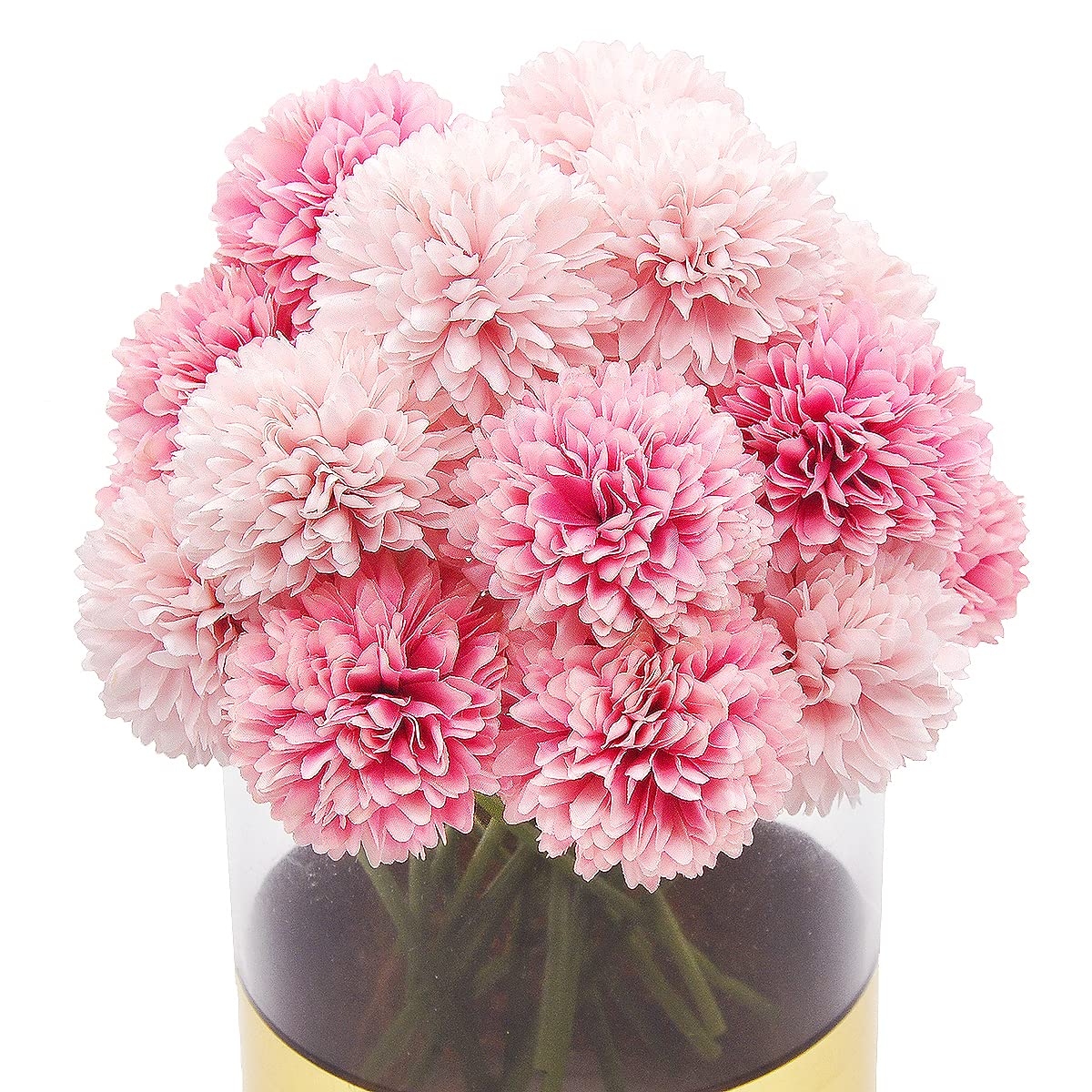 Photo 1 of 20Pcs Artificial Fake Flower Plants Silk Chrysanthemum Ball Hydrangea Arrangements Wedding Bouquets Decor Home Kitchen Garden Party Table Floral DIY (Light Pink&Dark Pink)